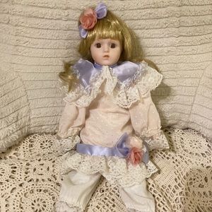 Vintage Abbey D Porcelain Doll - Heritage Mint Ltd. Collection - Pink and Purple